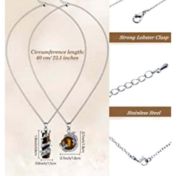 Dragon Warpped Chakra Crystal Reiki Healing Gemstone Necklaces Set of 8 NWT - Picture 2 of 5